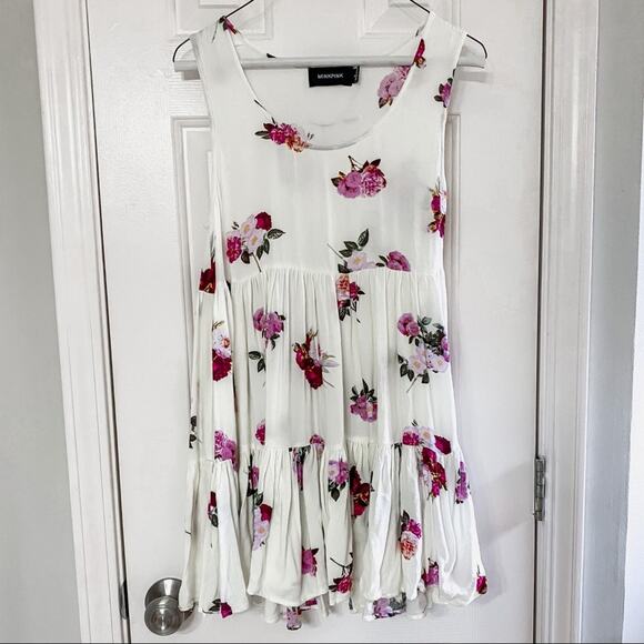 MINKPINK Dresses & Skirts - MINKPINK • Cream + Purple Floral Tank Dress